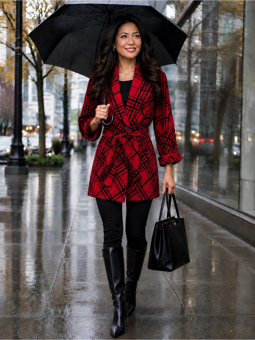 MYCRA PAC NOW RED BLACK SOPHISTICATED REVERSIBLE RAIN JACKET COAT SZ 1 - S / M